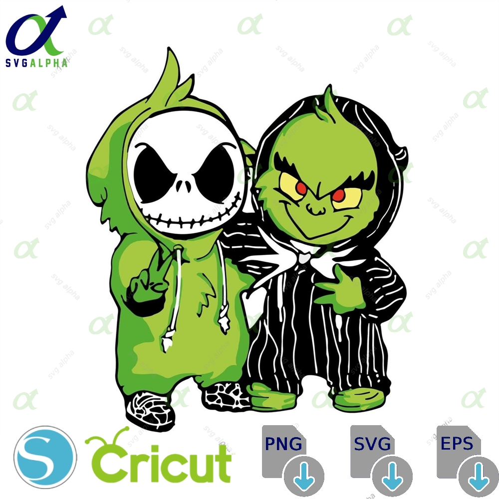 Cute Grinch And Jack Skellington Halloween Hoodie Cartoon Design